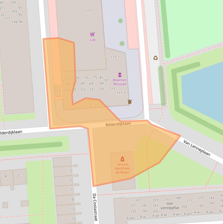 Kaart van postcodegebied 9721PP.