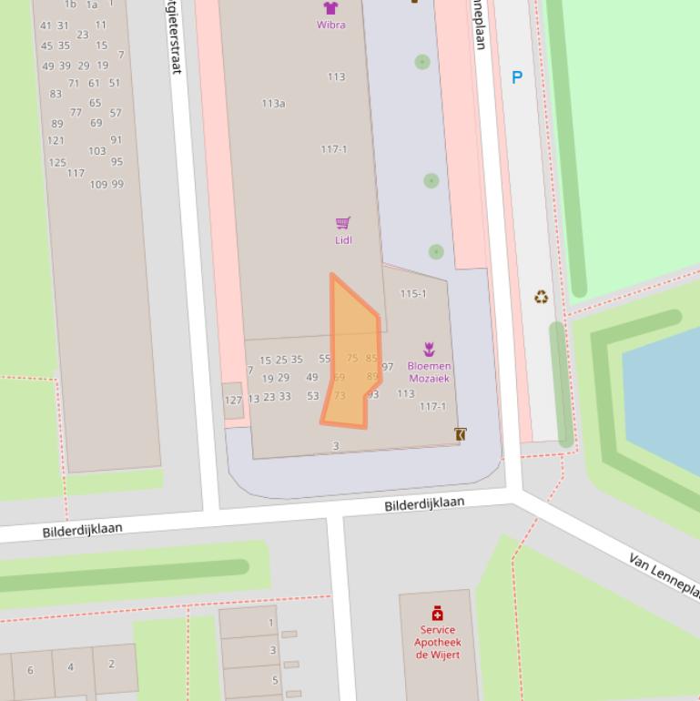 Kaart van postcodegebied 9721PS.