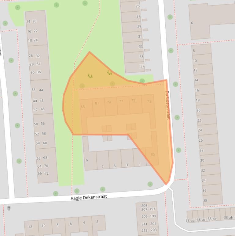 Kaart van postcodegebied 9721RB.