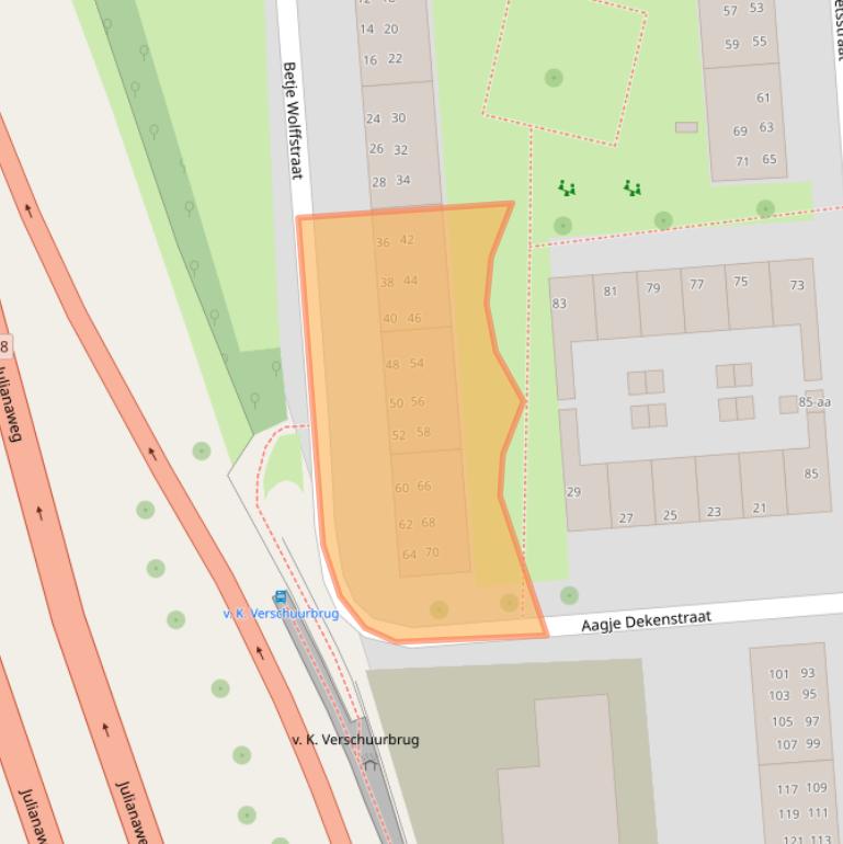 Kaart van postcodegebied 9721RS.