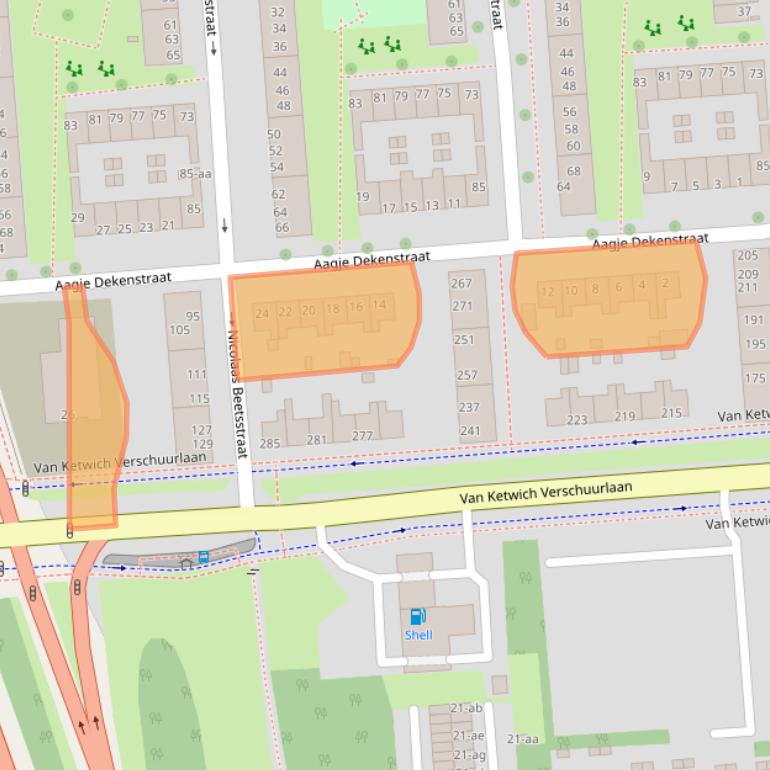 Kaart van postcodegebied 9721RT.