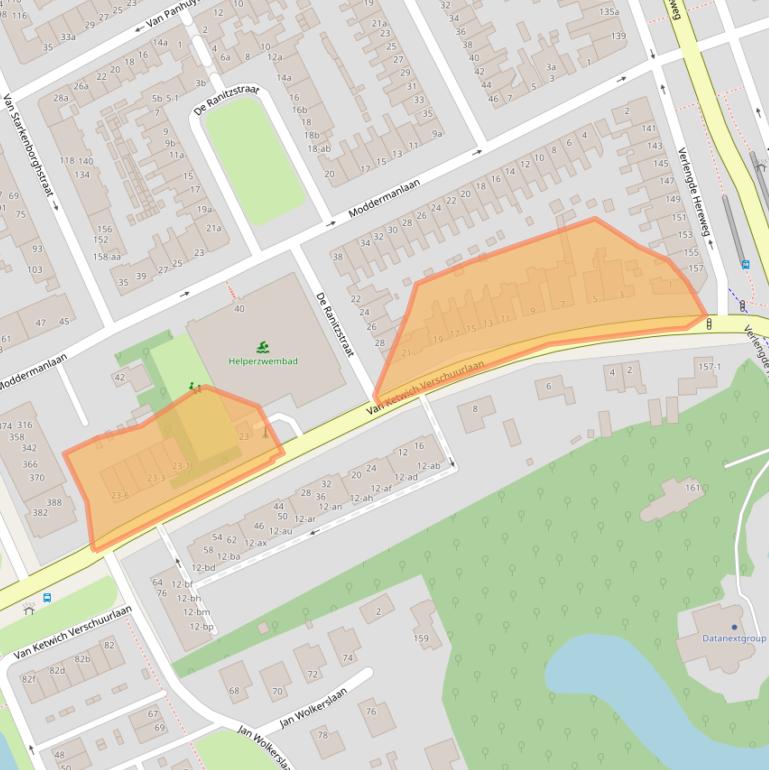 Kaart van postcodegebied 9721SB.