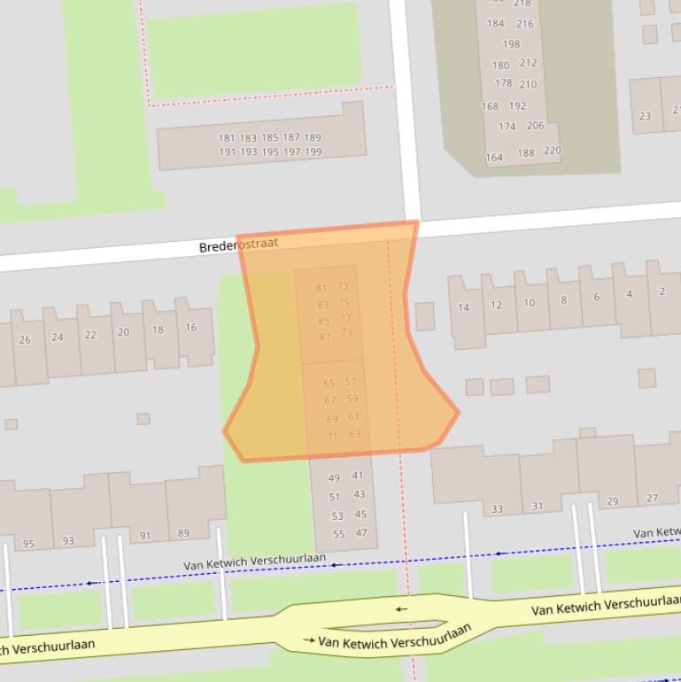 Kaart van postcodegebied 9721SG.