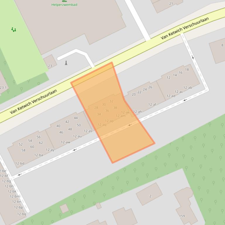 Kaart van postcodegebied 9721SP.