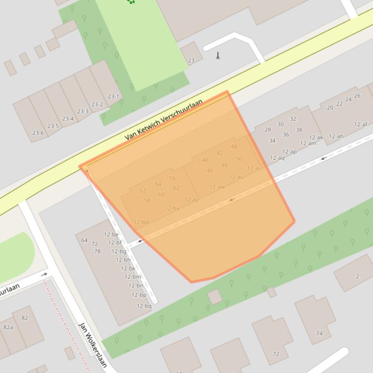 Kaart van postcodegebied 9721SR.