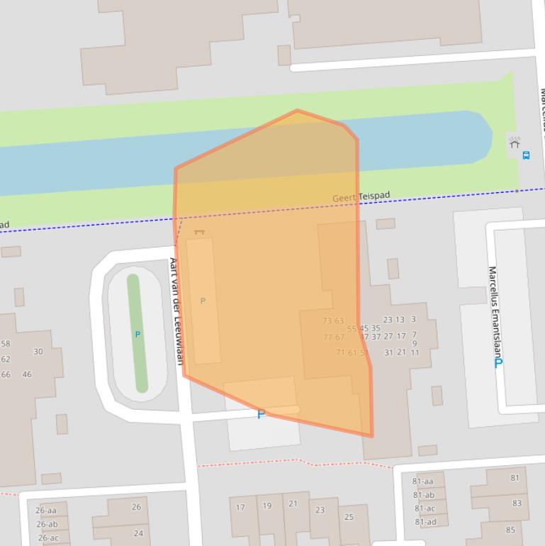 Kaart van postcodegebied 9721TL.