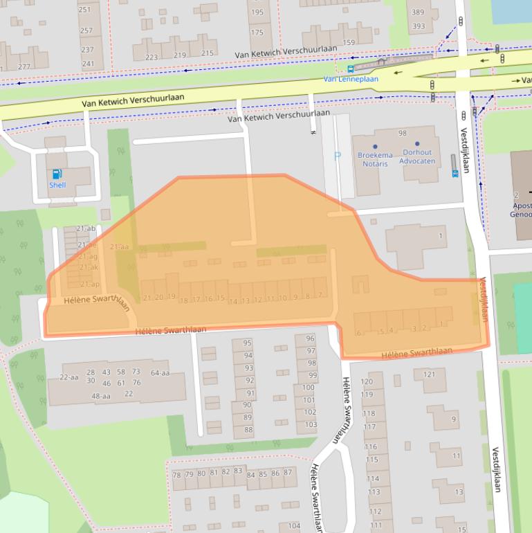 Kaart van postcodegebied 9721TR.
