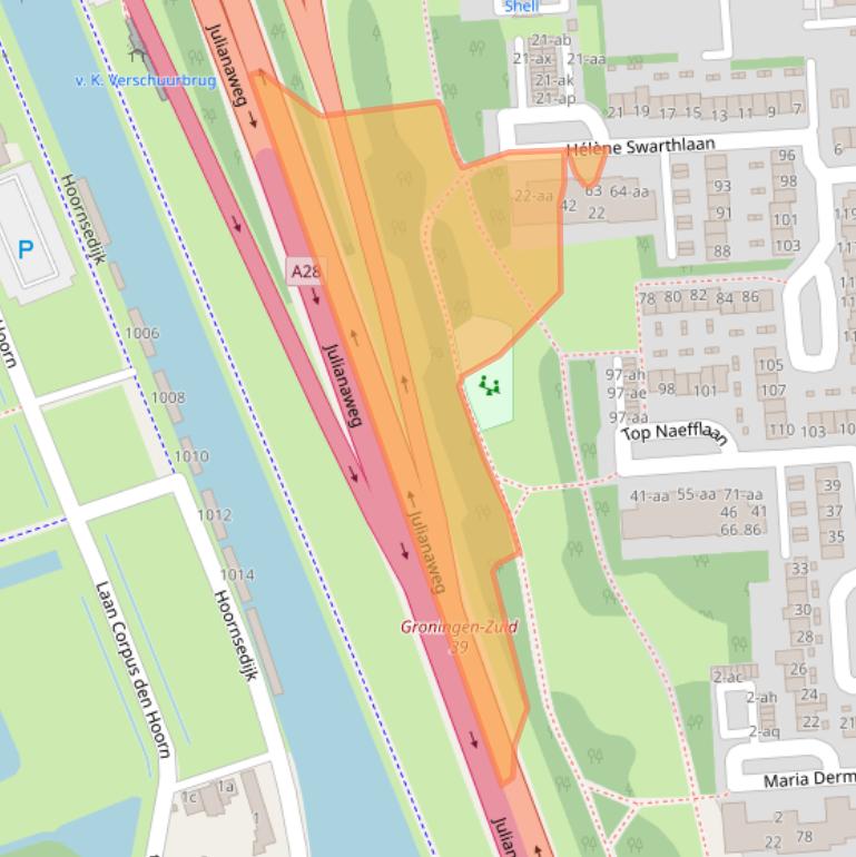 Kaart van postcodegebied 9721TS.