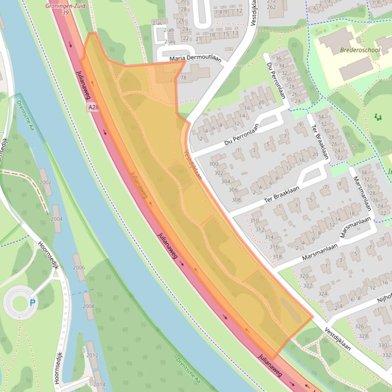 Kaart van postcodegebied 9721VJ.