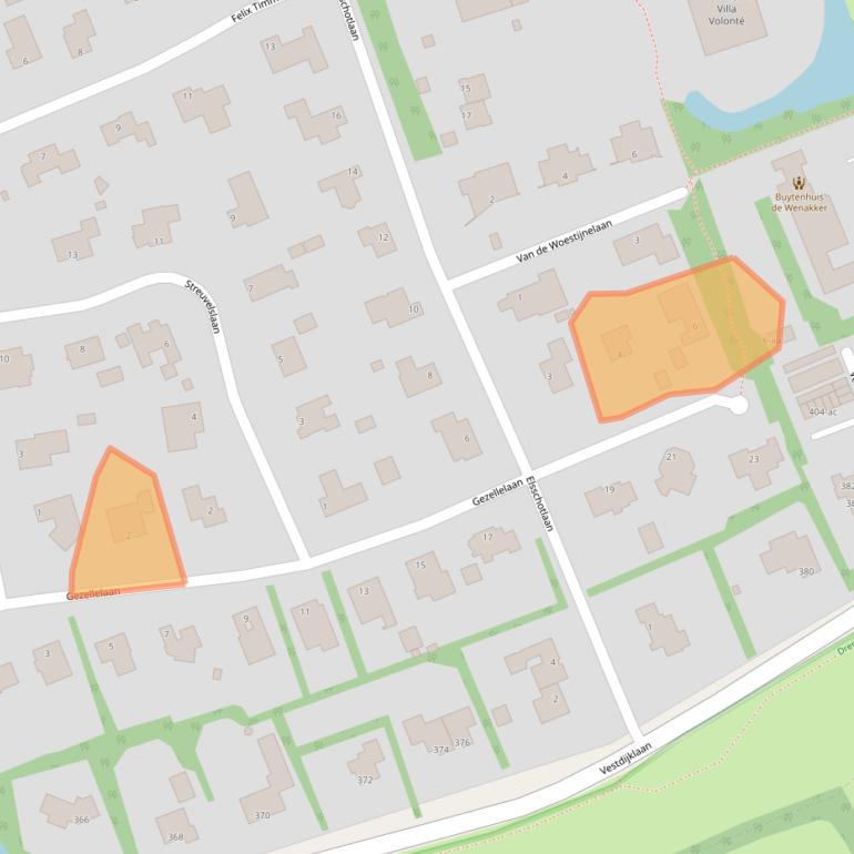 Kaart van postcodegebied 9721WK.