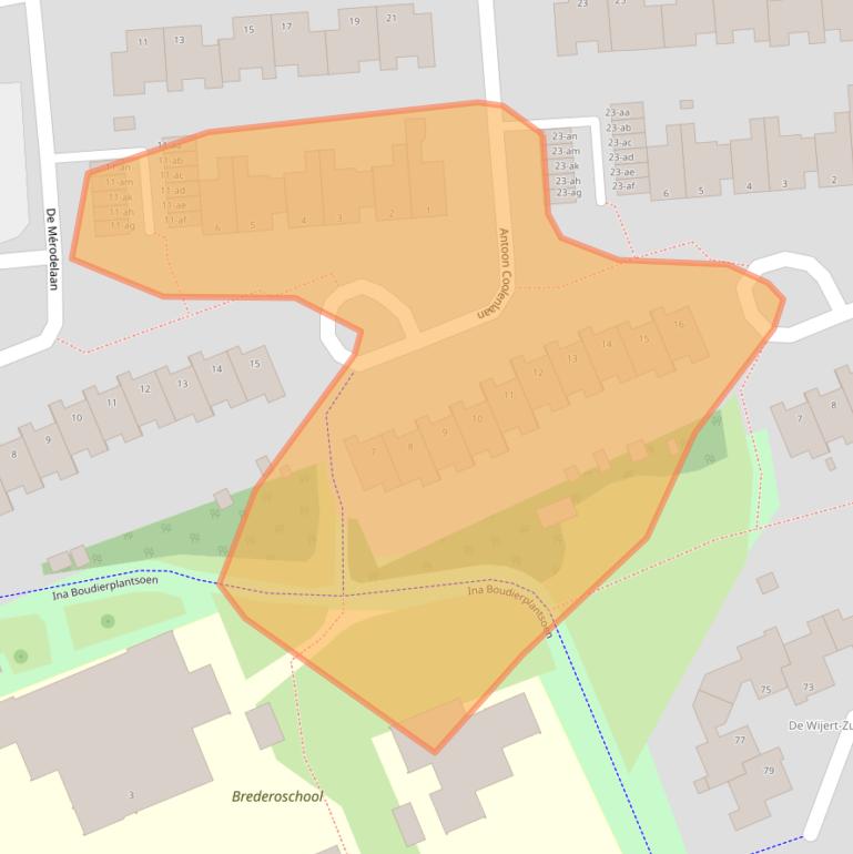 Kaart van postcodegebied 9721XC.