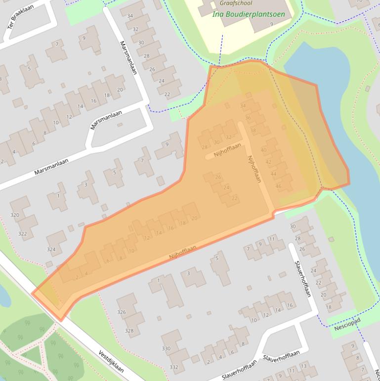 Kaart van postcodegebied 9721XW.
