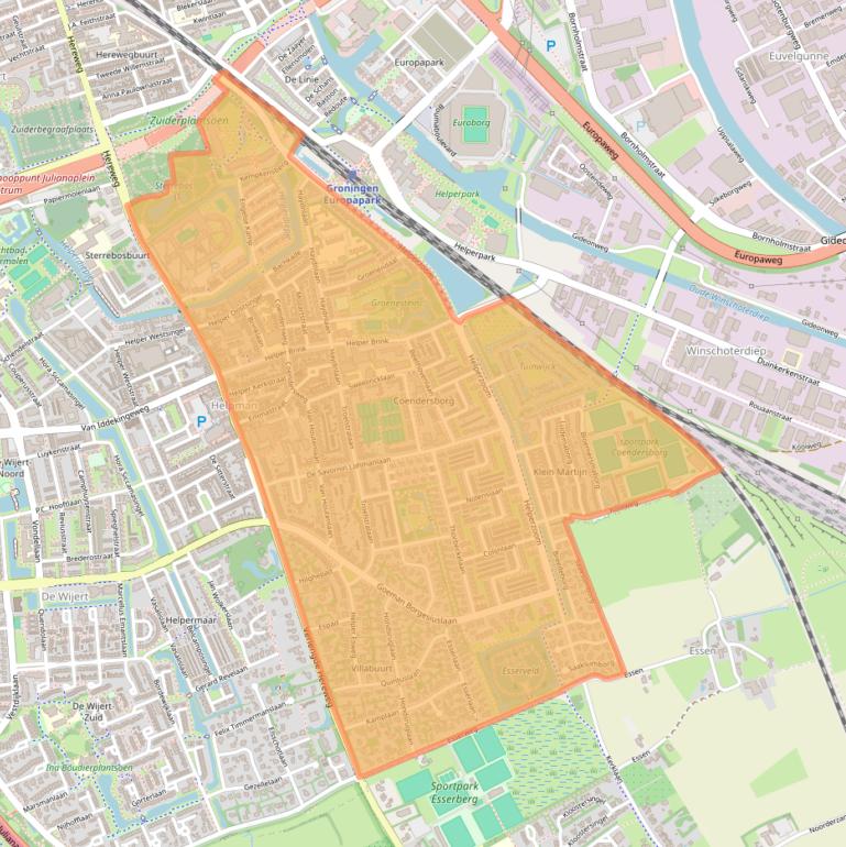 Kaart van postcodegebied 9722.