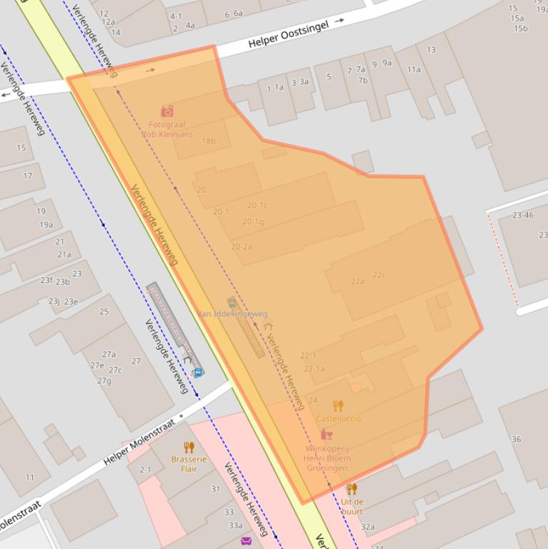Kaart van postcodegebied 9722AC.