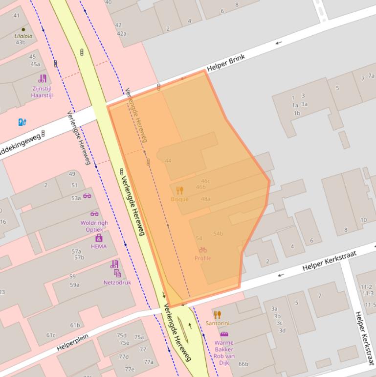 Kaart van postcodegebied 9722AE.