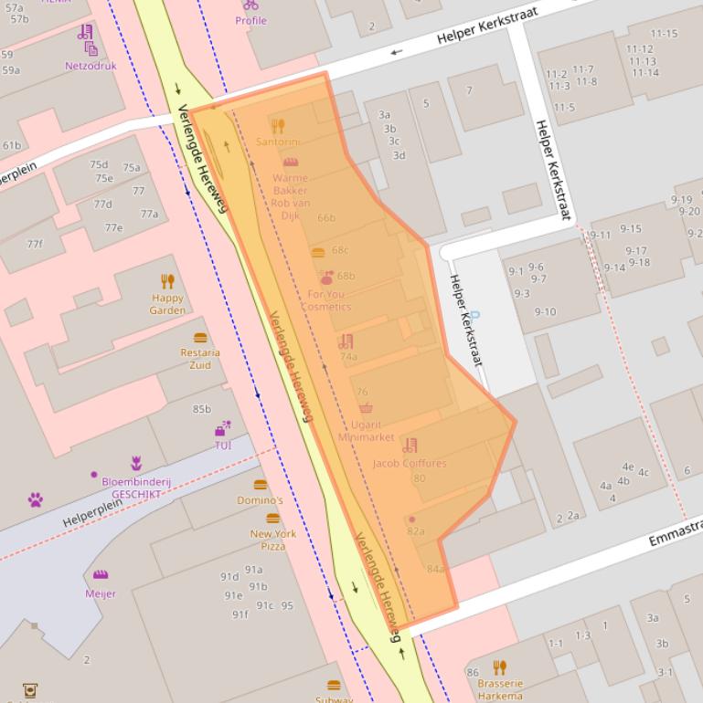 Kaart van postcodegebied 9722AG.