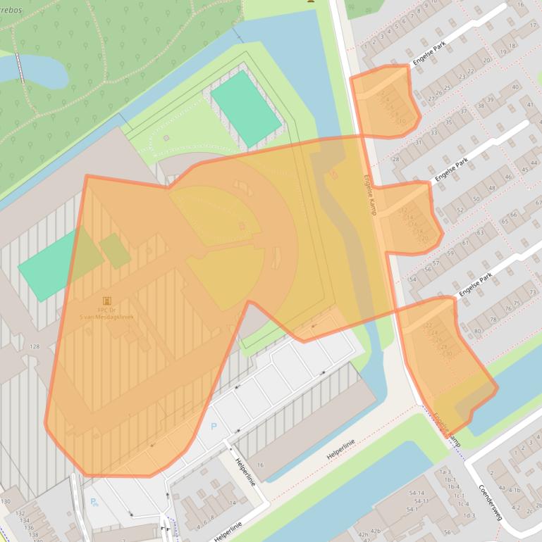 Kaart van postcodegebied 9722AX.