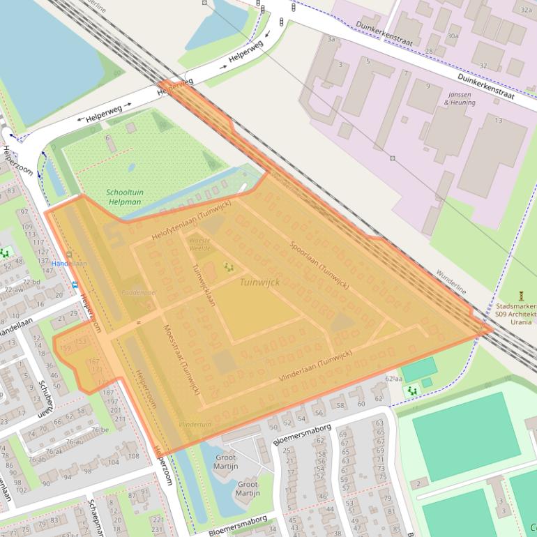 Kaart van postcodegebied 9722BK.