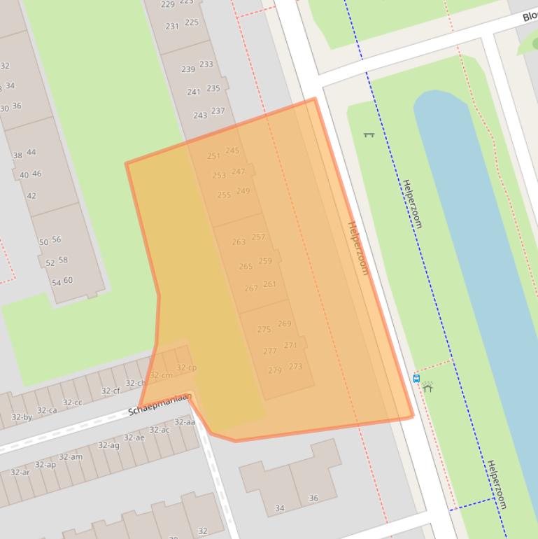 Kaart van postcodegebied 9722BN.