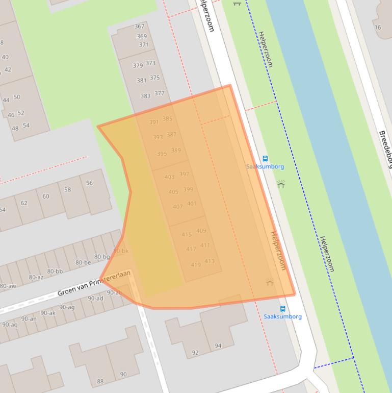 Kaart van postcodegebied 9722BT.