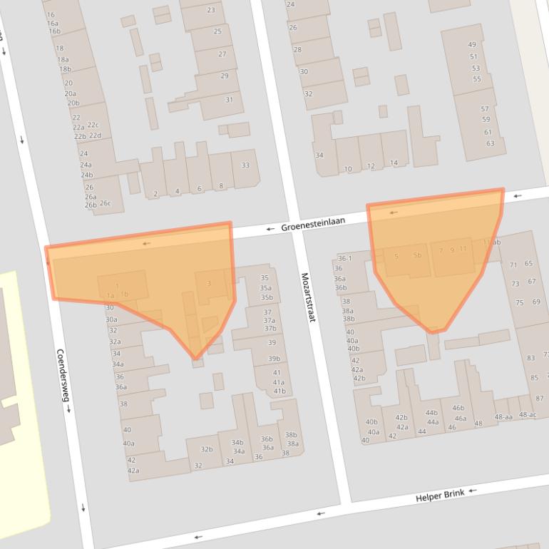 Kaart van postcodegebied 9722BW.