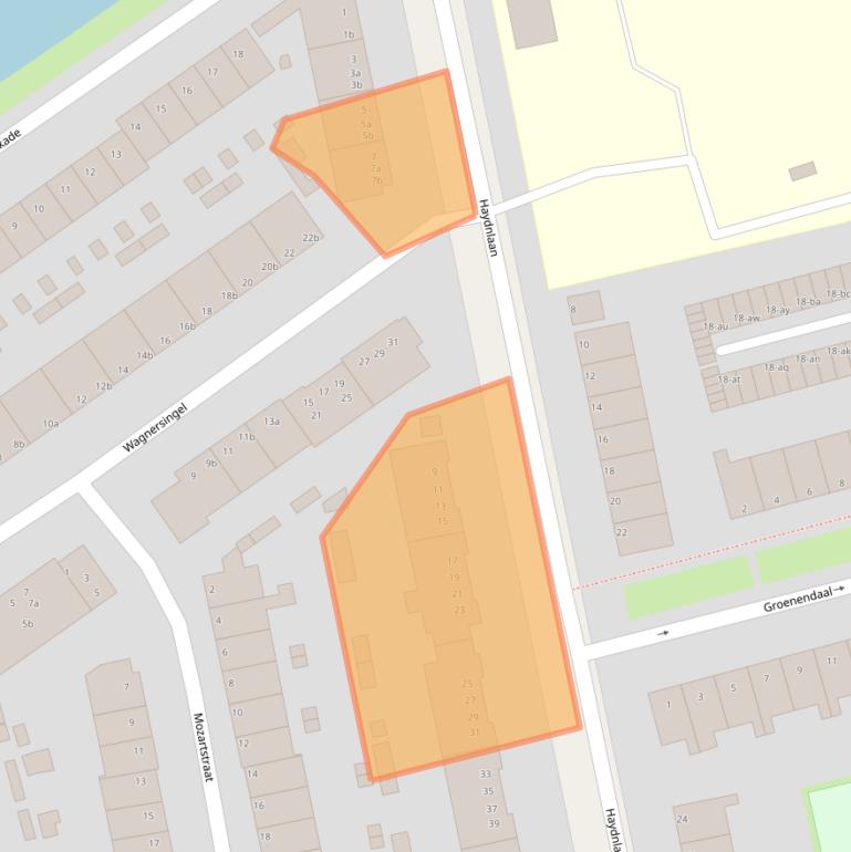 Kaart van postcodegebied 9722CB.