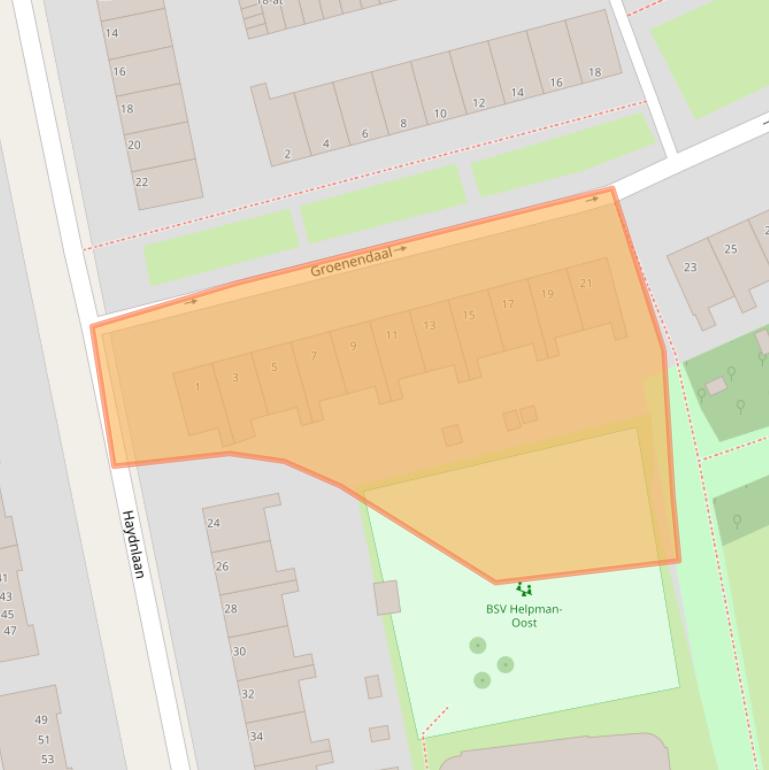 Kaart van postcodegebied 9722CM.
