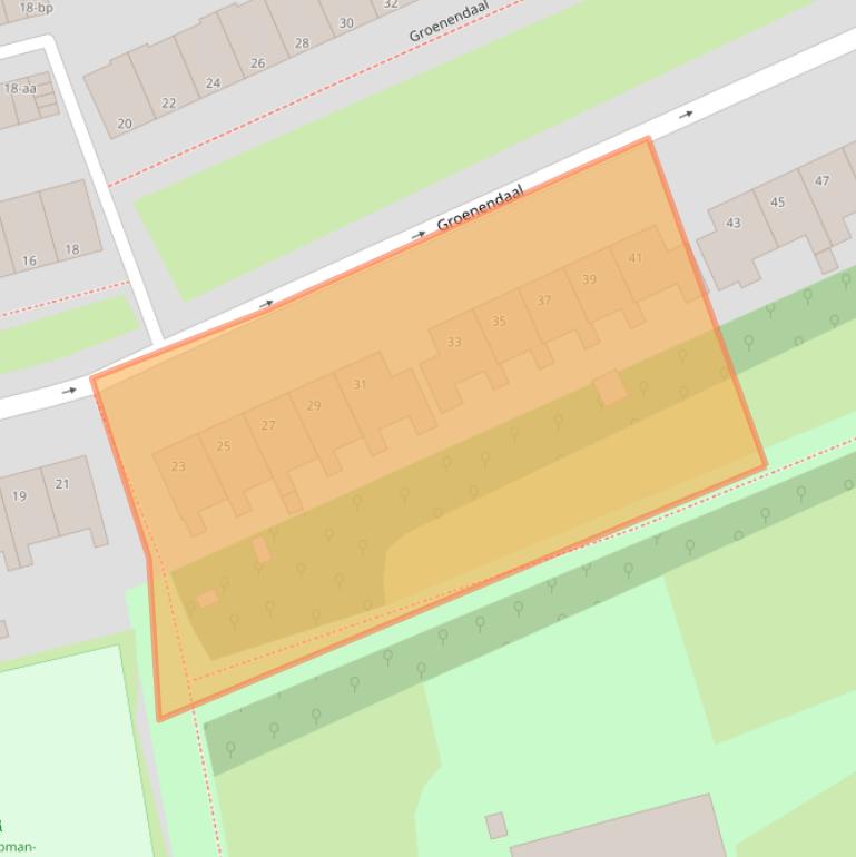 Kaart van postcodegebied 9722CN.