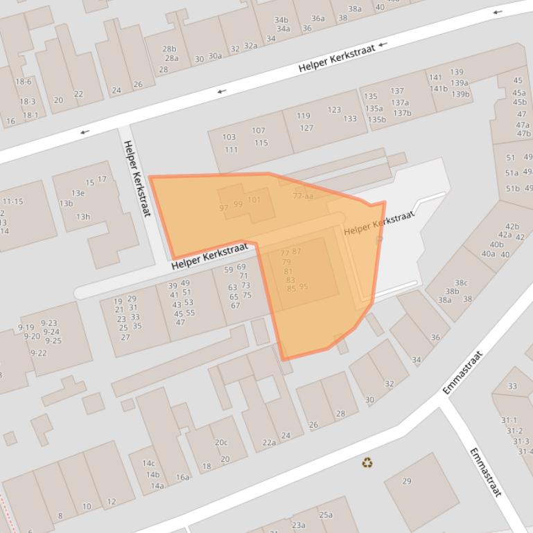 Kaart van postcodegebied 9722DB.