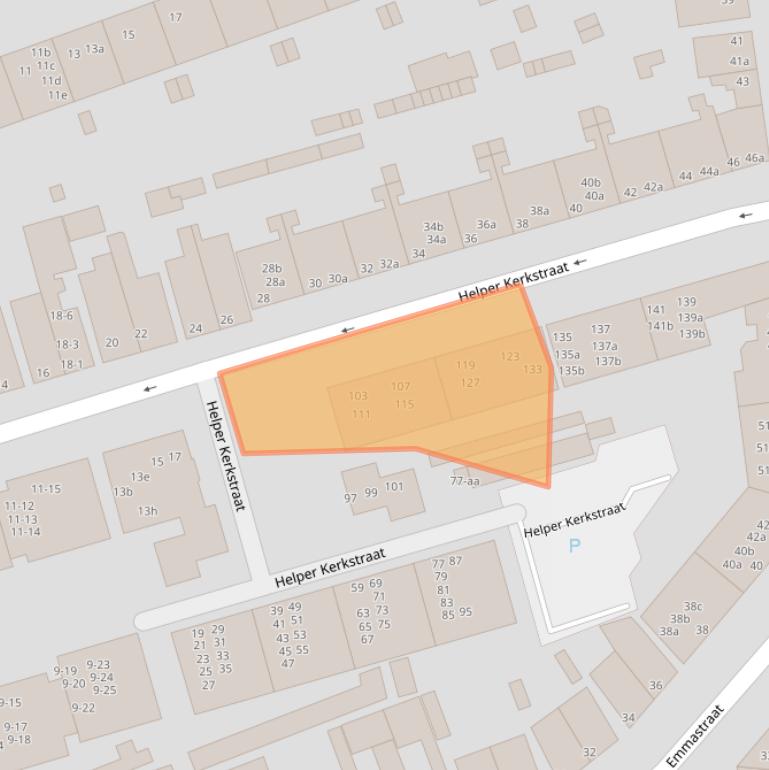 Kaart van postcodegebied 9722DC.