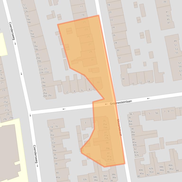 Kaart van postcodegebied 9722EB.