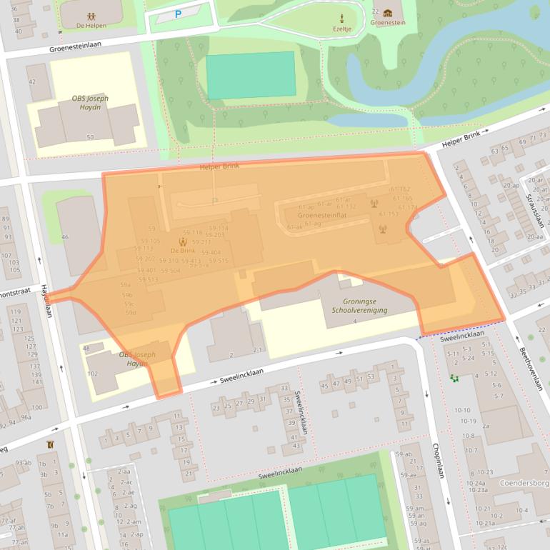 Kaart van postcodegebied 9722EK.