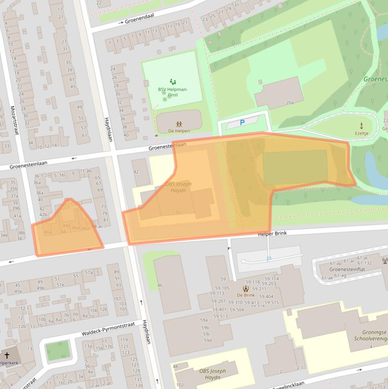 Kaart van postcodegebied 9722ER.