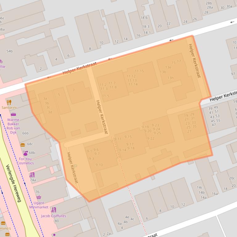 Kaart van postcodegebied 9722ES.
