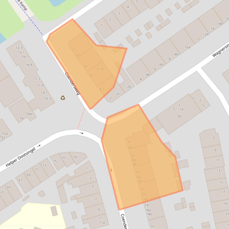 Kaart van postcodegebied 9722GE.