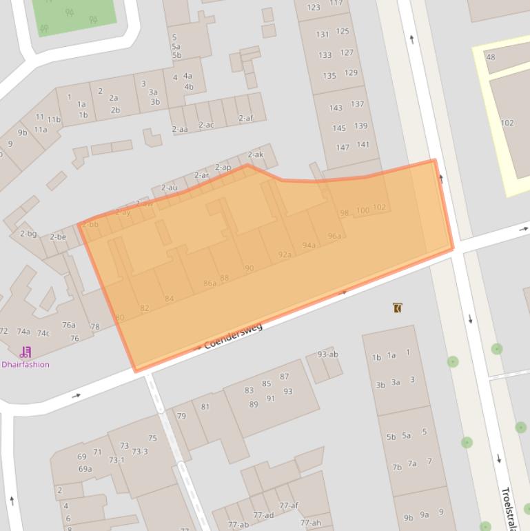 Kaart van postcodegebied 9722GK.