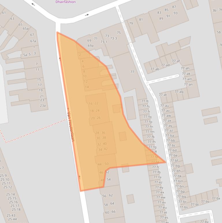 Kaart van postcodegebied 9722GT.