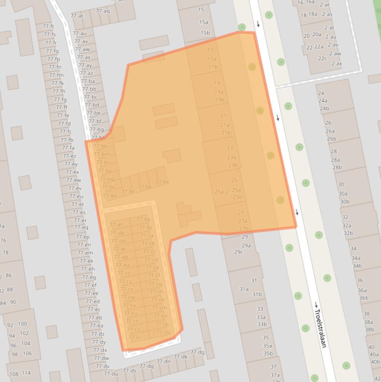 Kaart van postcodegebied 9722JB.