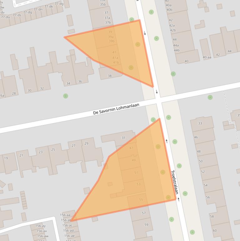 Kaart van postcodegebied 9722JD.