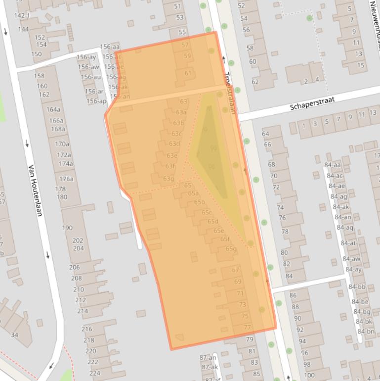 Kaart van postcodegebied 9722JE.