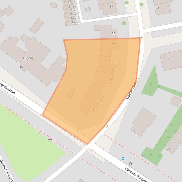 Kaart van postcodegebied 9722JH.