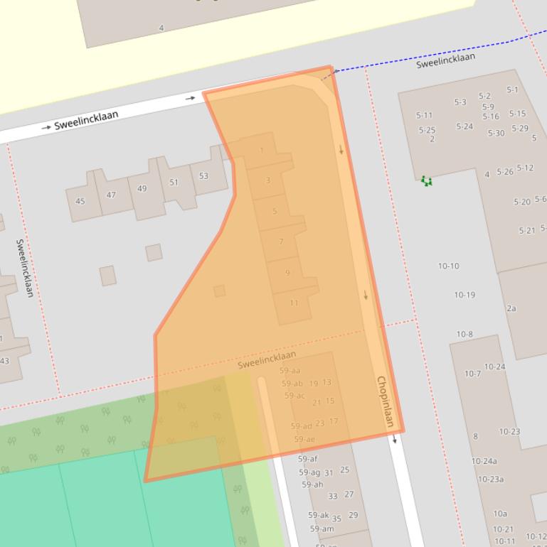 Kaart van postcodegebied 9722KA.