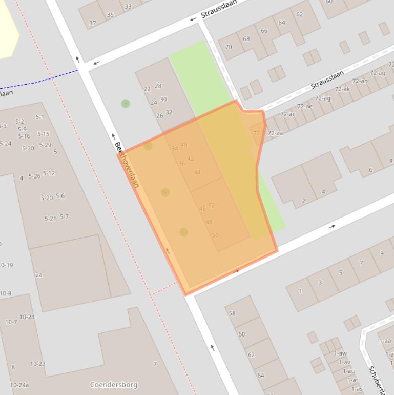 Kaart van postcodegebied 9722KL.