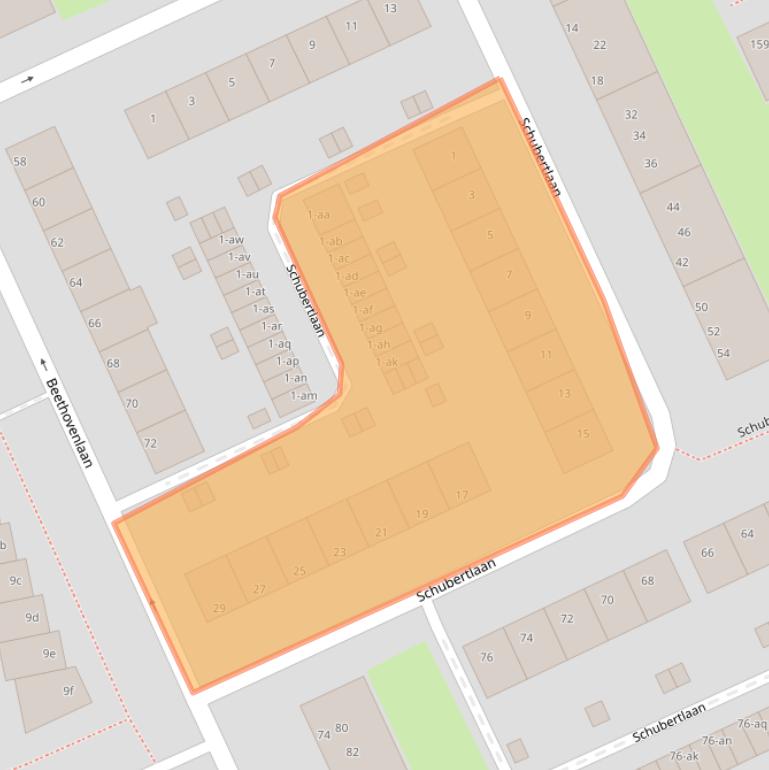 Kaart van postcodegebied 9722LA.