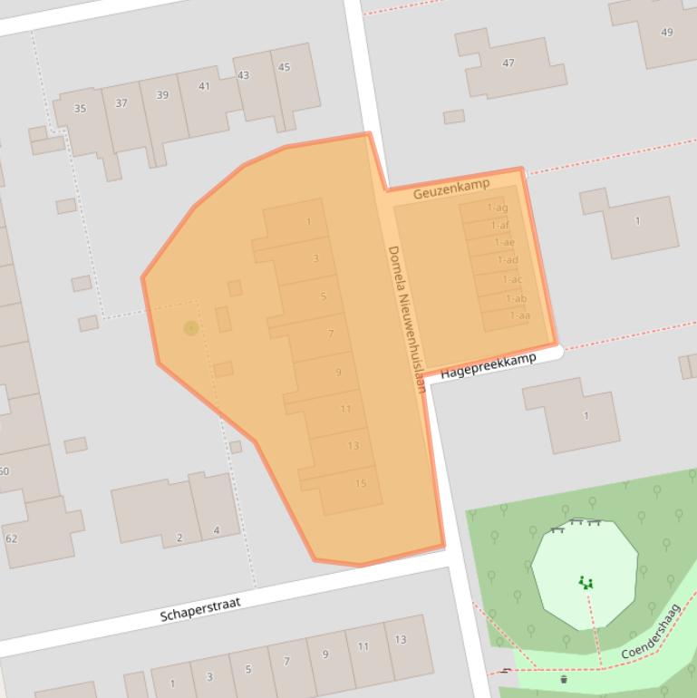 Kaart van postcodegebied 9722LE.