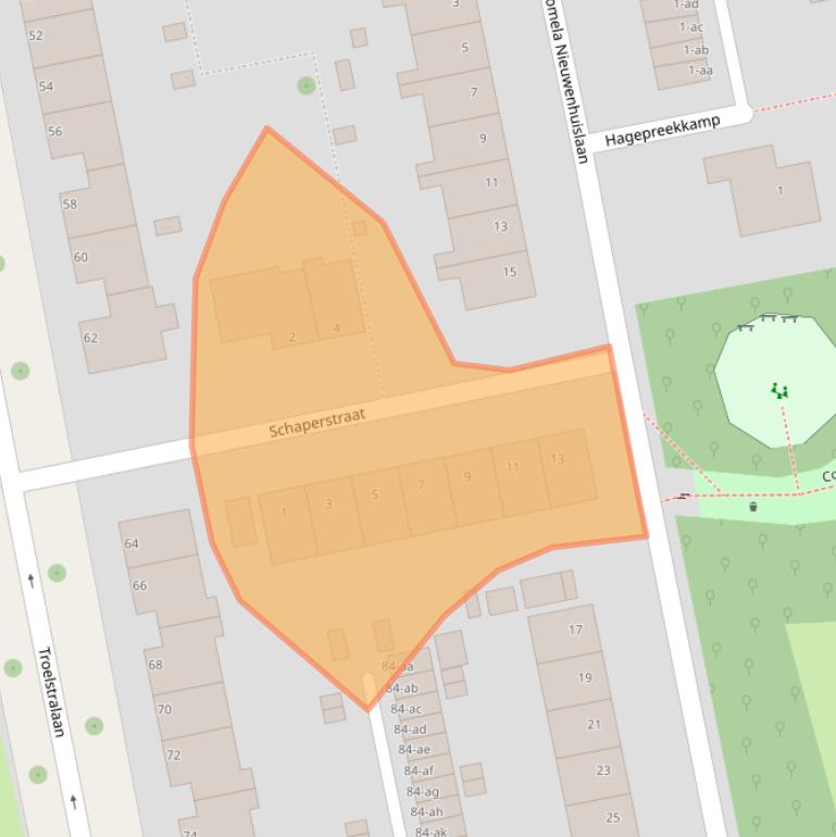Kaart van postcodegebied 9722LN.