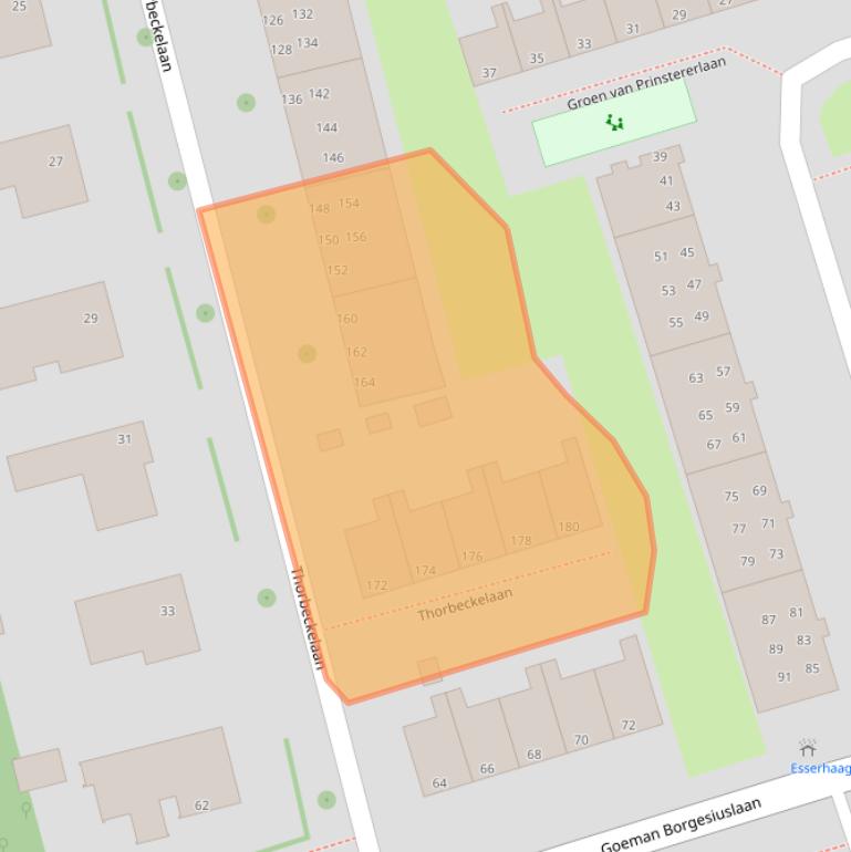 Kaart van postcodegebied 9722NJ.