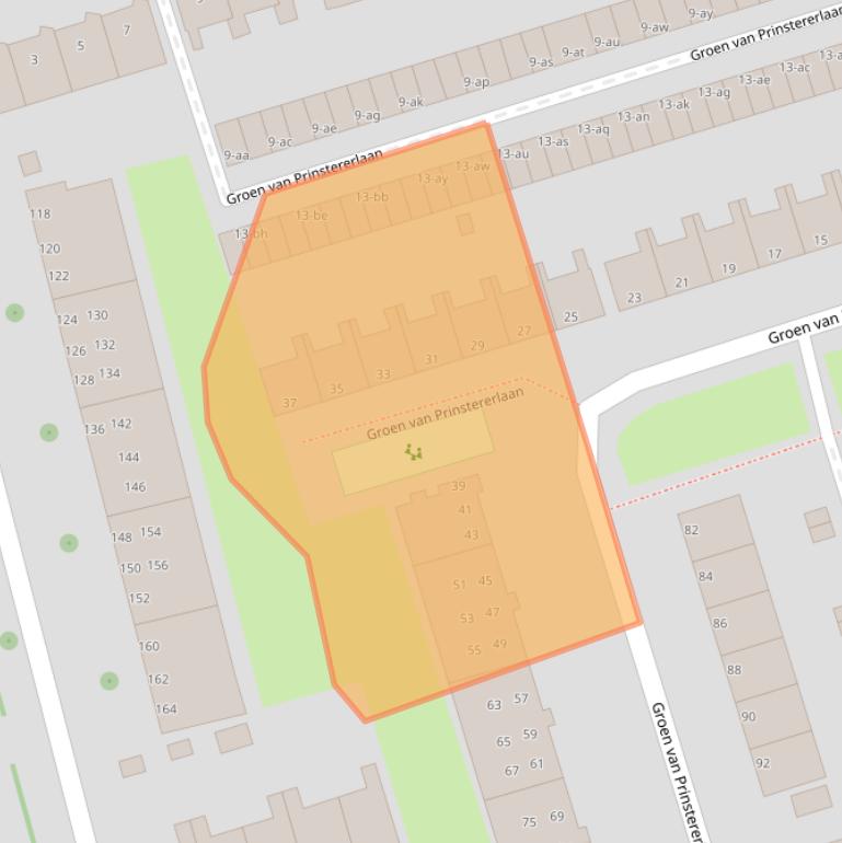 Kaart van postcodegebied 9722PP.