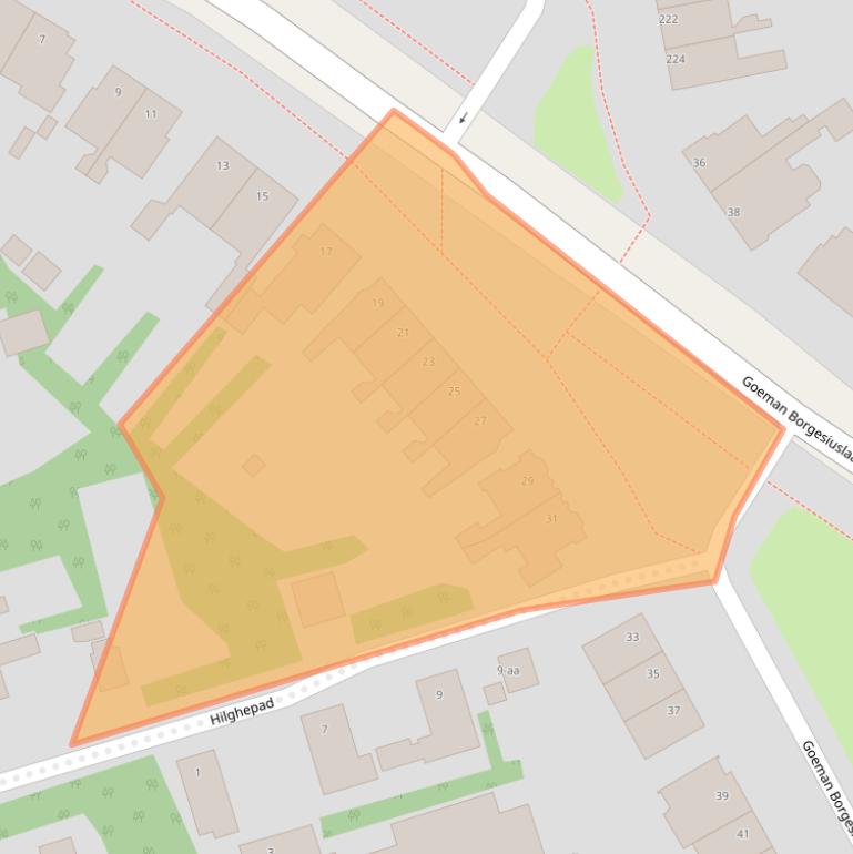 Kaart van postcodegebied 9722RB.