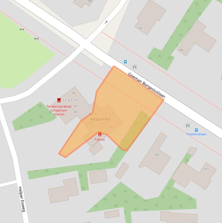 Kaart van postcodegebied 9722RE.